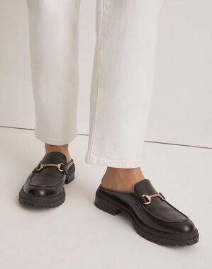 Madewell Bradley Loafer Mule Black Leather Size 8 Slip On $158.00 academia
